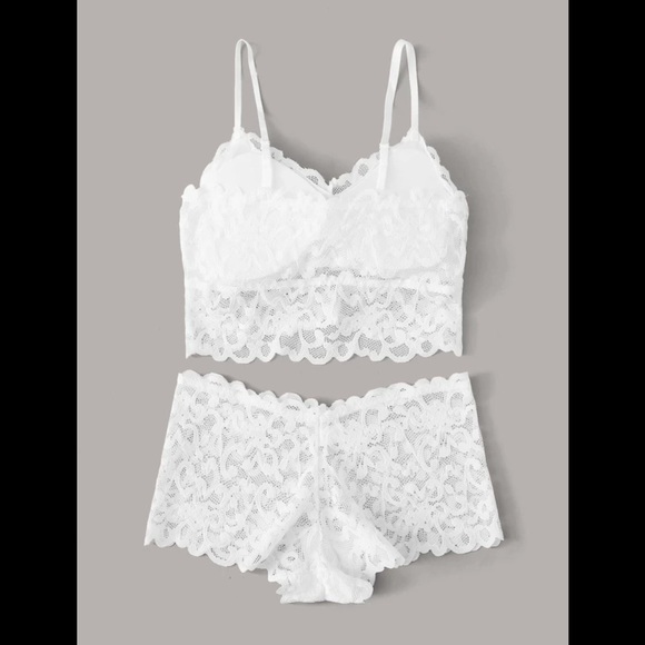 White, Elegant, Lace, Lingerie Set - Picture 2 of 6